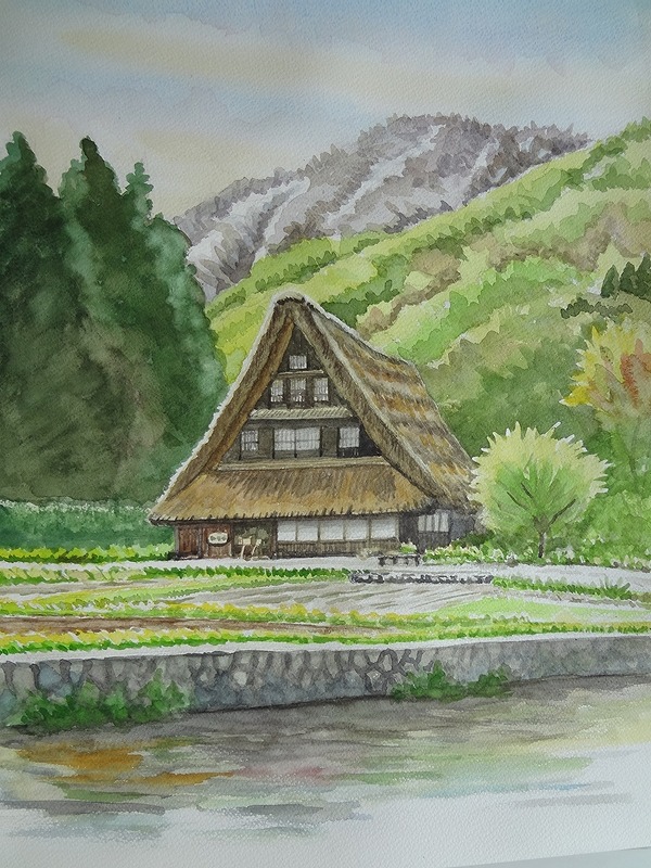 77％以上節約 水彩で描く 残したい日本のふるさと 茅葺き民家のある風景